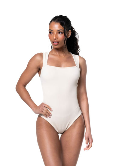 Textured Square Neck Sculpting Bodysuit